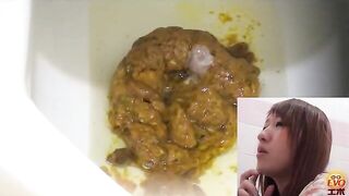 Nasty Japanese lady making a mess in the toilet