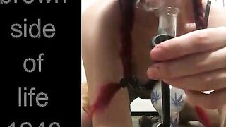 Dirty bitch toying and playing with her shit