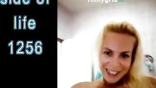 Sweet blonde girl showing her shit