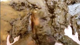 Girl is playing with feet and shit