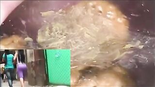 Tight purple yoga pants and shit