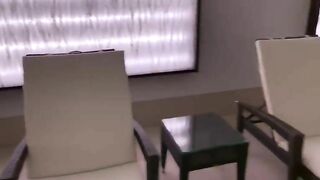 Big boobs milf poops in the pool