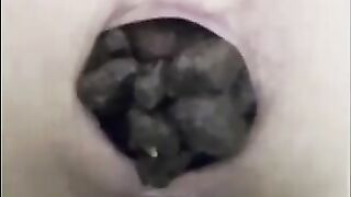 Juicy round ass and black big turd