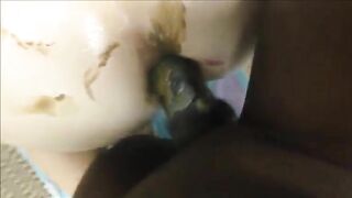 White bitch takes huge black dong in her pooping asshole