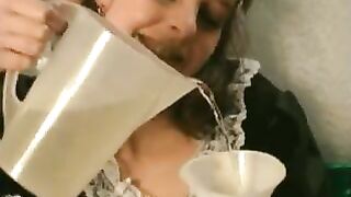 Sweet maid ass toying and shitting