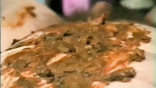 Dirty dark sexy lady shitting and smearing