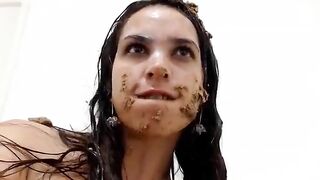 Beautiful latina lady covered in the shit