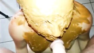 Shit face lady gives blowjob