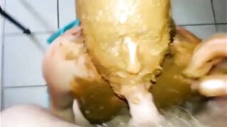 Shit face lady gives blowjob