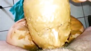 Shit face lady gives blowjob