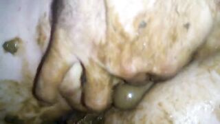Shitty filled condom scat sex games
