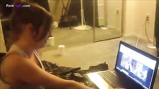 Busty American scat girl and hot dildo