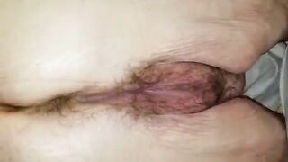 Beautiful hairy pooping hole closeup