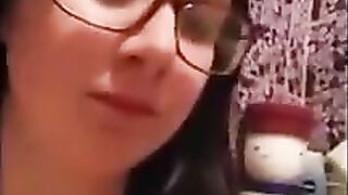 Busty teen girlfriend eating her shit