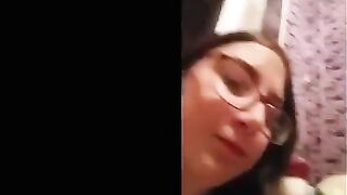 Busty teen girlfriend eating her shit