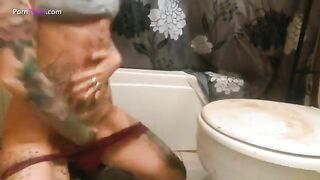 Sexy slut shitting and fisting for eating shit