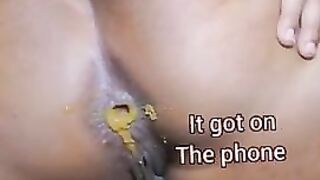 HD- Black ass and covered in yellow shit