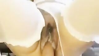 Hairy hot milf shitting and riding cock