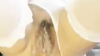 Hairy hot milf shitting and riding cock