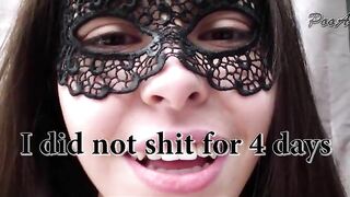 Alina is powerful pooping in mouth after constipation