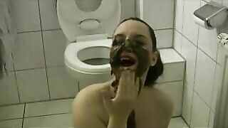 Amateur human toilet wife rubbing shit on her face