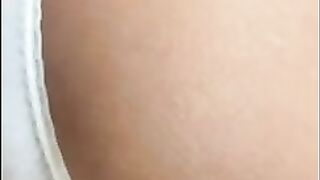 Asian chick fills her white cotton panties