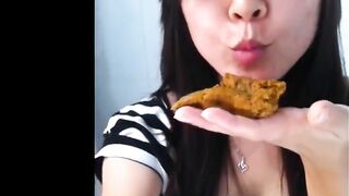 Asian girl eats her poop