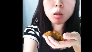 Asian girl eats her poop