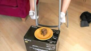 Babe shits off a stool her friend wipes her bum