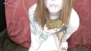Beautiful scat girl pooping in panties and smearing that shit