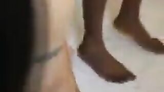 Black babe pissing and pooping for the white slave