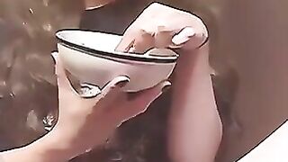 Blurred girl taste shit