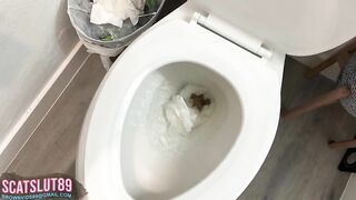 Chubby milf farting and shitting