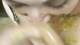 Fat scat pig eats his shit and sucks deep his penis