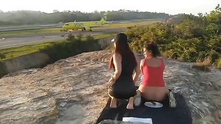Girls dirty picninc at the airport