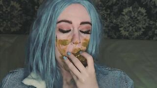 He is shitting on her then cums on the poop covered face