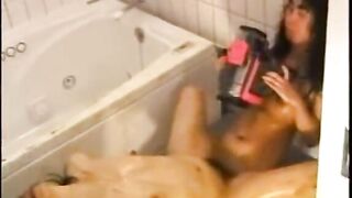 Hot Japanese lesbian scat sex in homemade