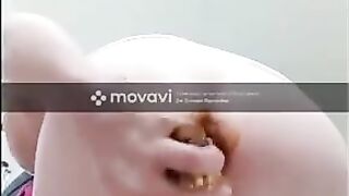 Hot naked babe ass toying