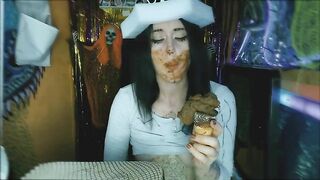 Hot scatgirl shit ice cream topped with milk enema