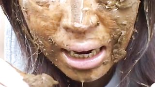 Smearing shit on face