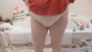 BBW girl pooping on a sofa