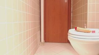 Sexy lingerie toilet pooping