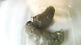 Big hard poop in slow motion
