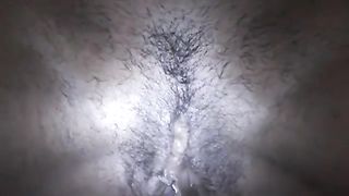 Hairy pussy shitting
