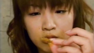 Cute Japanese girl eating poop