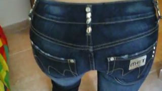 Farting in her jeans