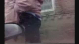 Granny takes a shit on the street