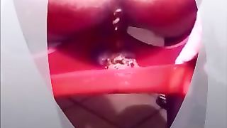 Poop in red panties