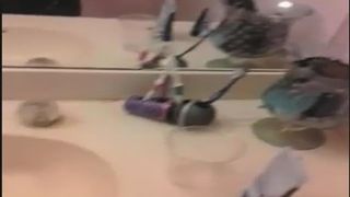 Beautiful girl pooping in the toilet