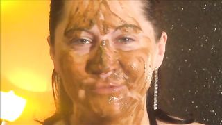 Mature woman smearing shit